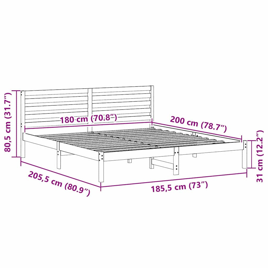 Bedframe Wasbruin 180 x 200 cm Massief grenenhout