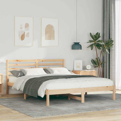 Bedframe met hoofdeinde Bruin 160 x 200 cm Massief grenenhout