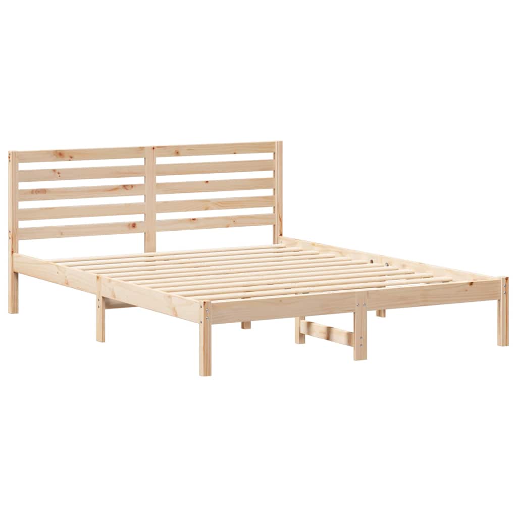 Bedframe met hoofdeinde Bruin 160 x 200 cm Massief grenenhout