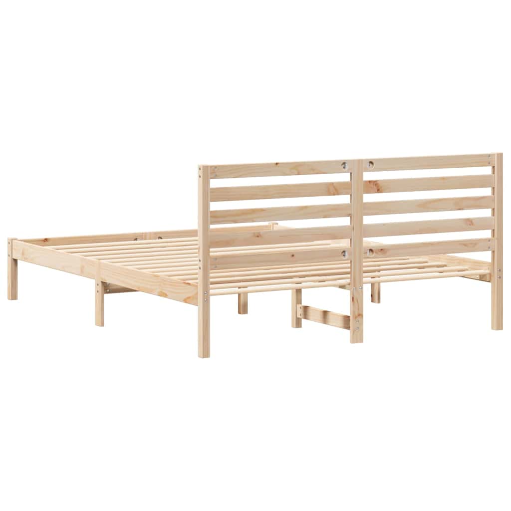 Bedframe met hoofdeinde Bruin 160 x 200 cm Massief grenenhout