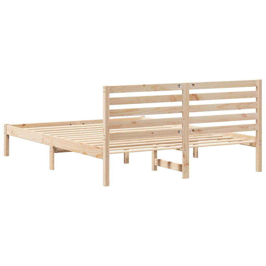 Bedframe met hoofdeinde Bruin 160 x 200 cm Massief grenenhout