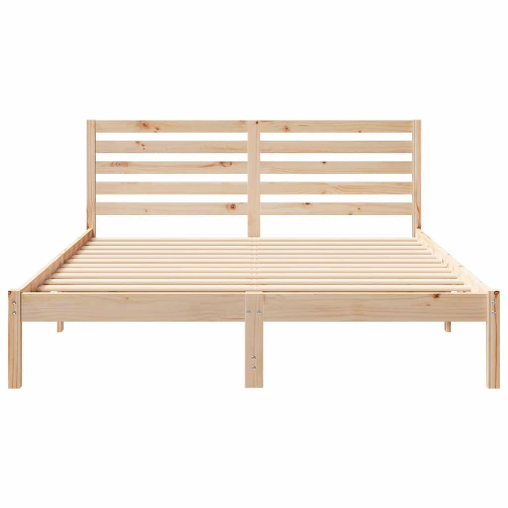 Bedframe met hoofdeinde Bruin 160 x 200 cm Massief grenenhout