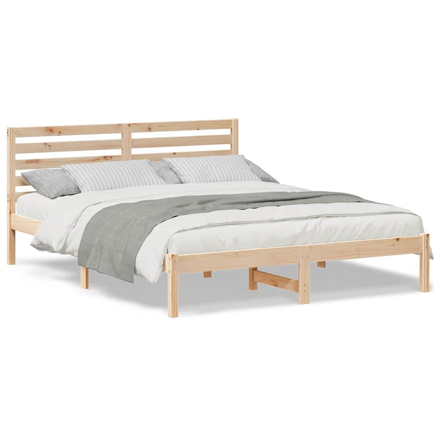 Bedframe met hoofdeinde Bruin 160 x 200 cm Massief grenenhout