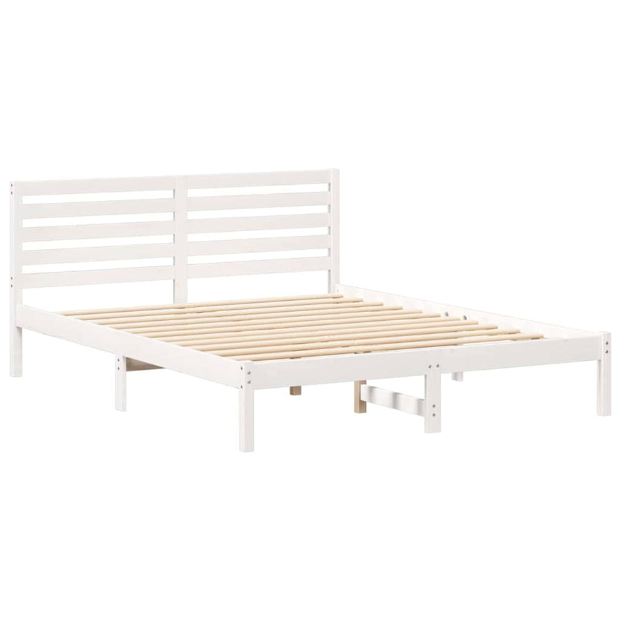 Bedframe met hoofdeinde Wit 160 x 200 cm Massief grenenhout