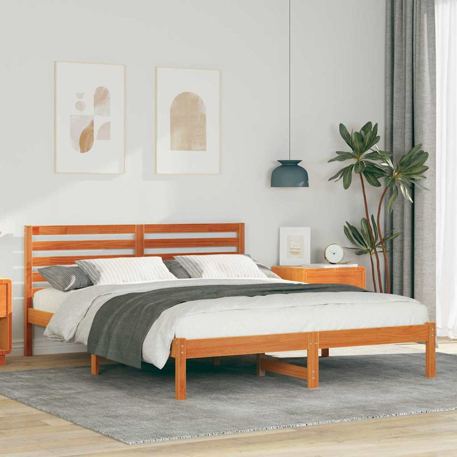 Bedframe Wasbruin 160 x 200 cm Massief grenenhout
