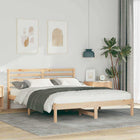 Bed frame with headboard Brown 150 x 200 cm Solid pine wood