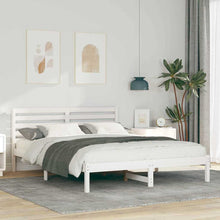 Bedframe met hoofdeinde Wit 150 x 200 cm Massief grenenhout