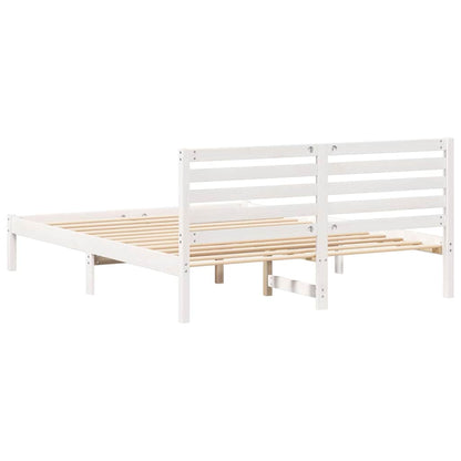 Bedframe met hoofdeinde Wit 150 x 200 cm Massief grenenhout