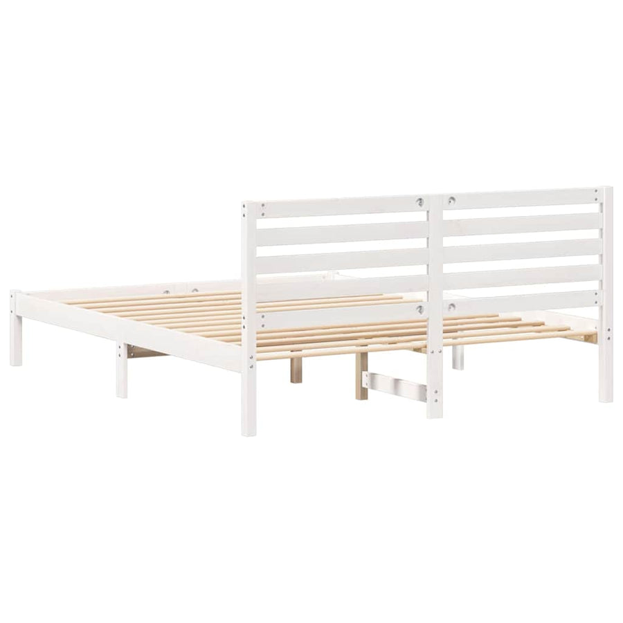 Bedframe met hoofdeinde Wit 150 x 200 cm Massief grenenhout