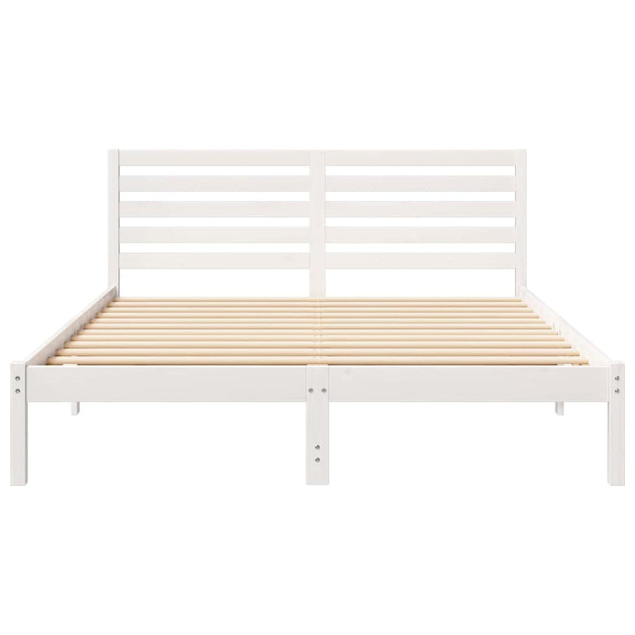 Bedframe met hoofdeinde Wit 150 x 200 cm Massief grenenhout