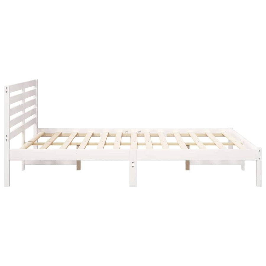 Bedframe met hoofdeinde Wit 150 x 200 cm Massief grenenhout