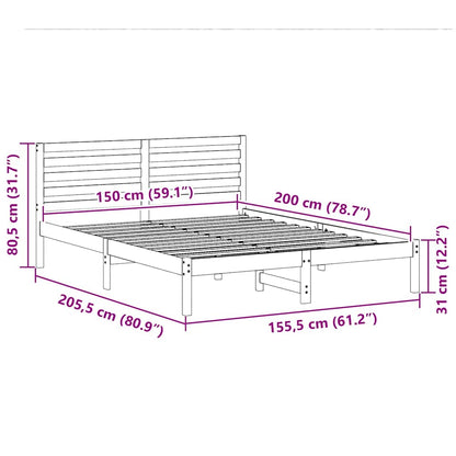 Bedframe met hoofdeinde Wit 150 x 200 cm Massief grenenhout
