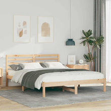 Bedframe met hoofdeinde Bruin 140 x 200 cm Massief grenenhout