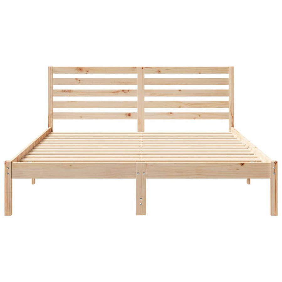 Bedframe met hoofdeinde Bruin 140 x 200 cm Massief grenenhout