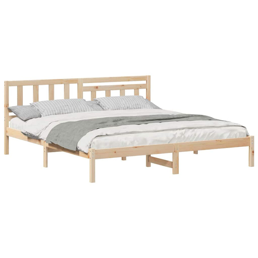 Bedframe met hoofdeinde Bruin 140 x 200 cm Massief grenenhout