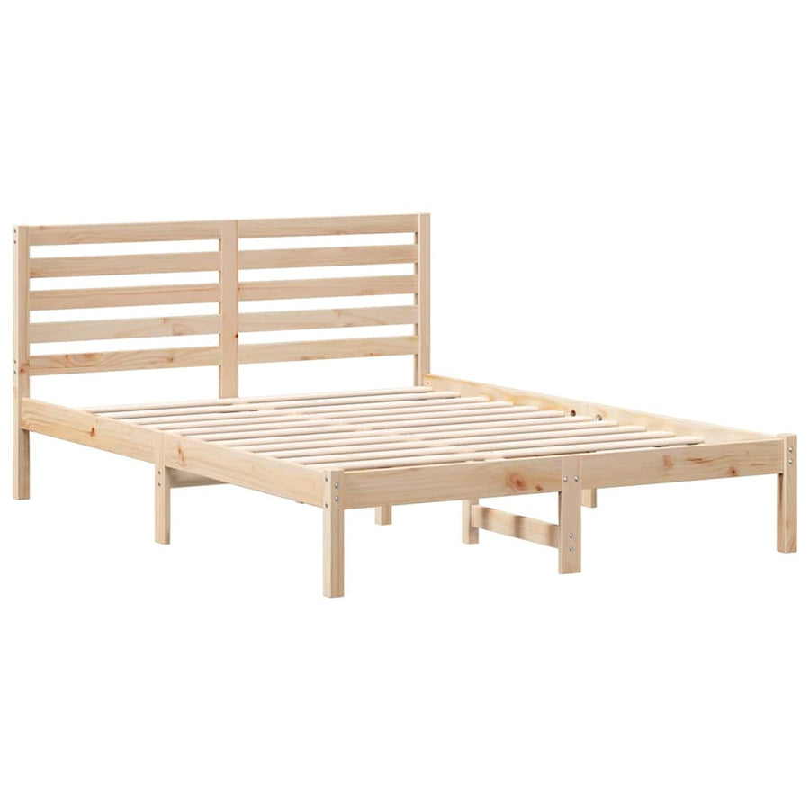 Bedframe met hoofdeinde Bruin 120 x 200 cm Massief grenenhout