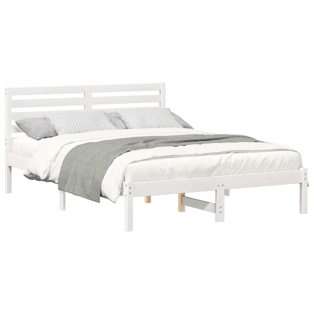 Bedframe met hoofdeinde Wit 120 x 200 cm Massief grenenhout