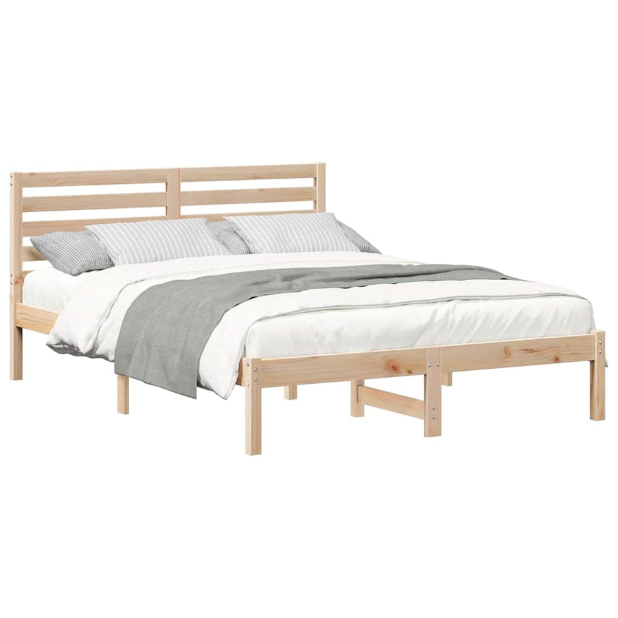 Bedframe met hoofdeinde Bruin 120 x 190 cm Massief grenenhout