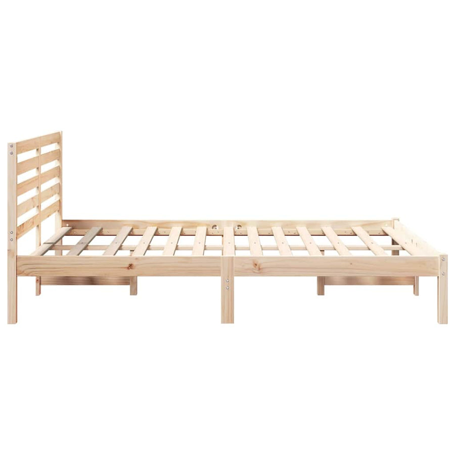 Bedframe met hoofdeinde Bruin 120 x 190 cm Massief grenenhout
