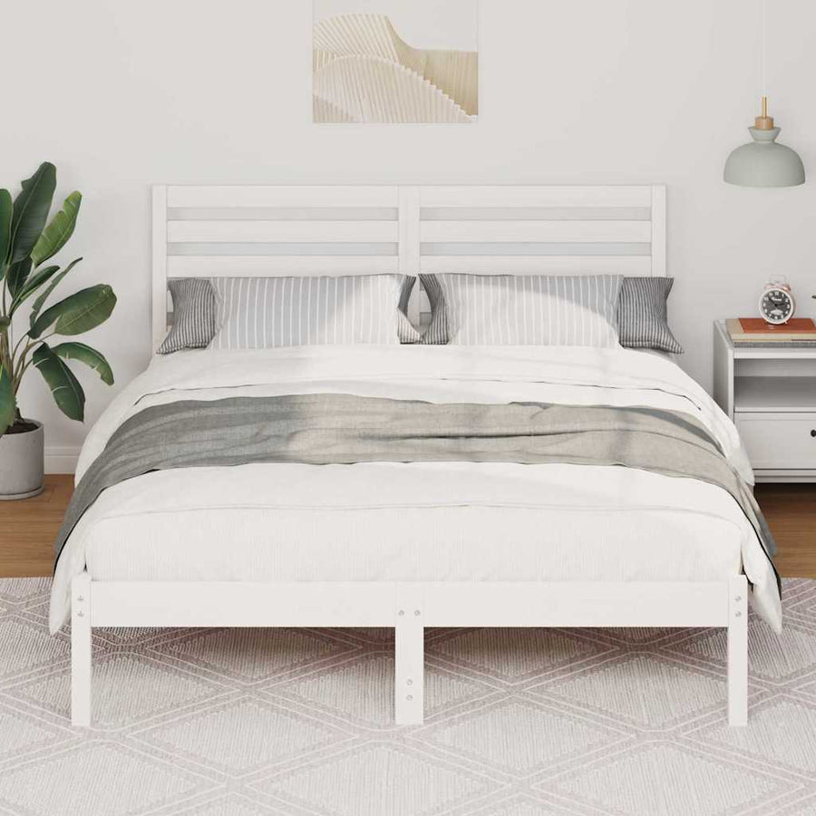 Bedframe met hoofdeinde Wit 120 x 190 cm Massief grenenhout