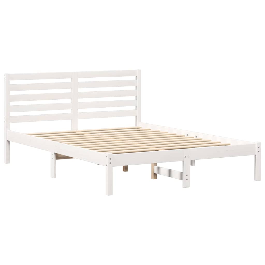 Bedframe met hoofdeinde Wit 120 x 190 cm Massief grenenhout