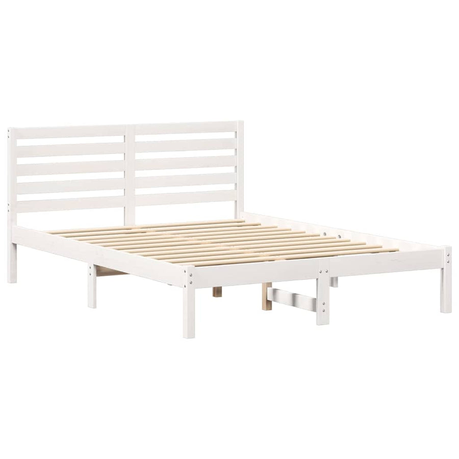 Bedframe met hoofdeinde Wit 120 x 190 cm Massief grenenhout