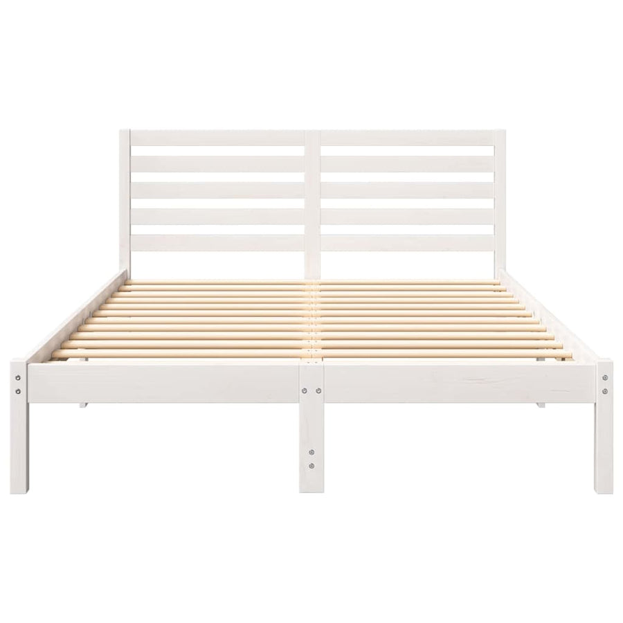 Bedframe met hoofdeinde Wit 120 x 190 cm Massief grenenhout
