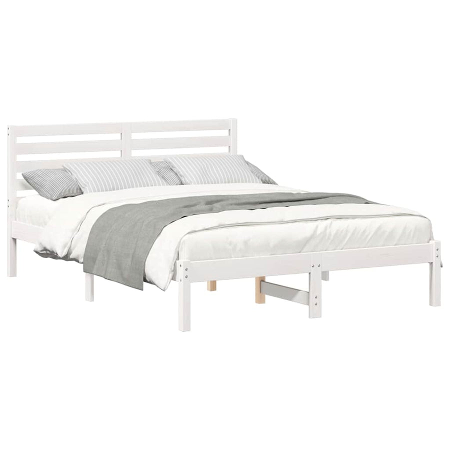 Bedframe met hoofdeinde Wit 120 x 190 cm Massief grenenhout