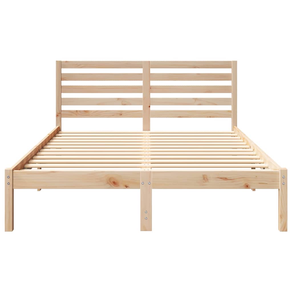 Bedframe met hoofdeinde Bruin 140 x 190 cm Massief grenenhout