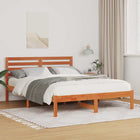 Bed Frame Washed Brown 140 x 190 cm Solid Pine Wood