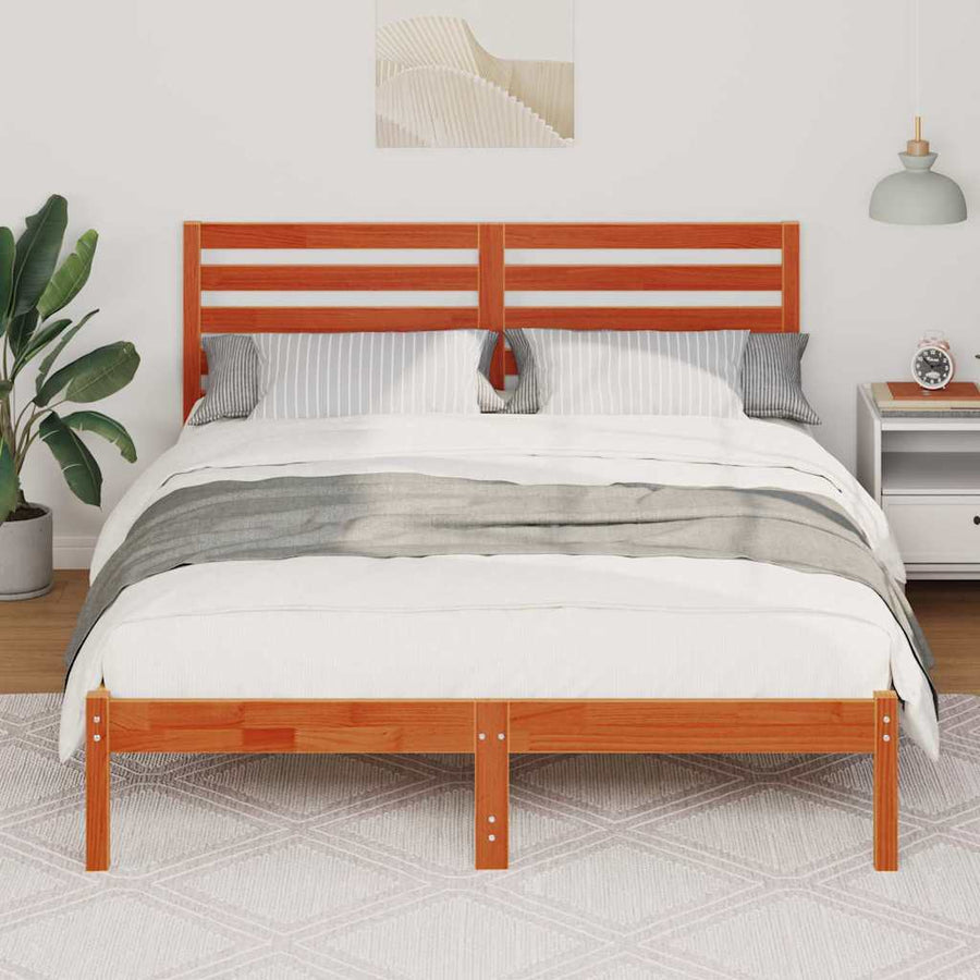 Bedframe Wasbruin 140 x 190 cm Massief grenenhout