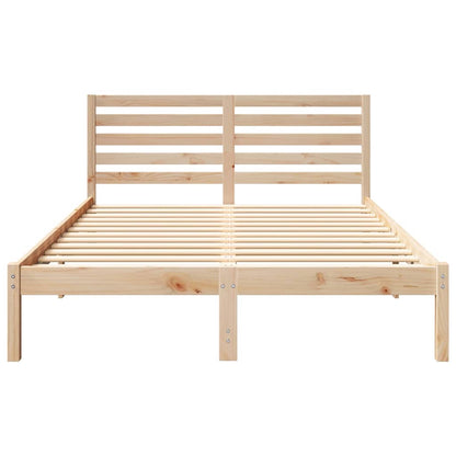 Bedframe met hoofdeinde Bruin 135 x 190 cm Massief grenenhout