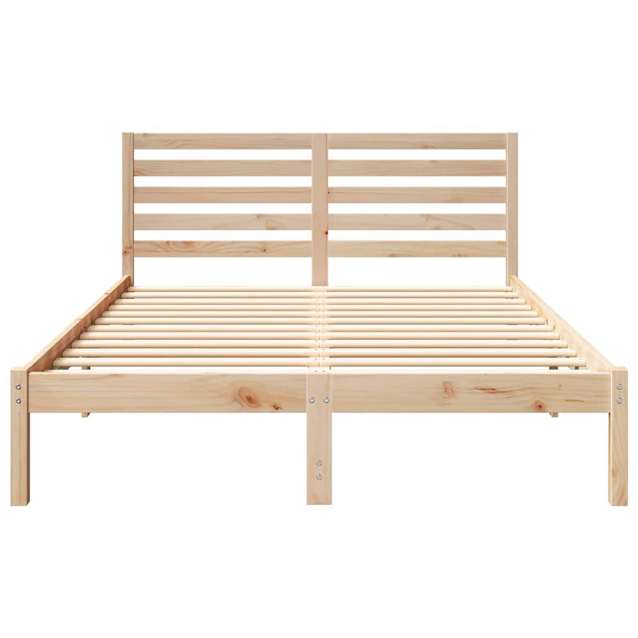 Bedframe met hoofdeinde Bruin 135 x 190 cm Massief grenenhout