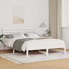 Bed frame with headboard White 135 x 190 cm Solid pine wood