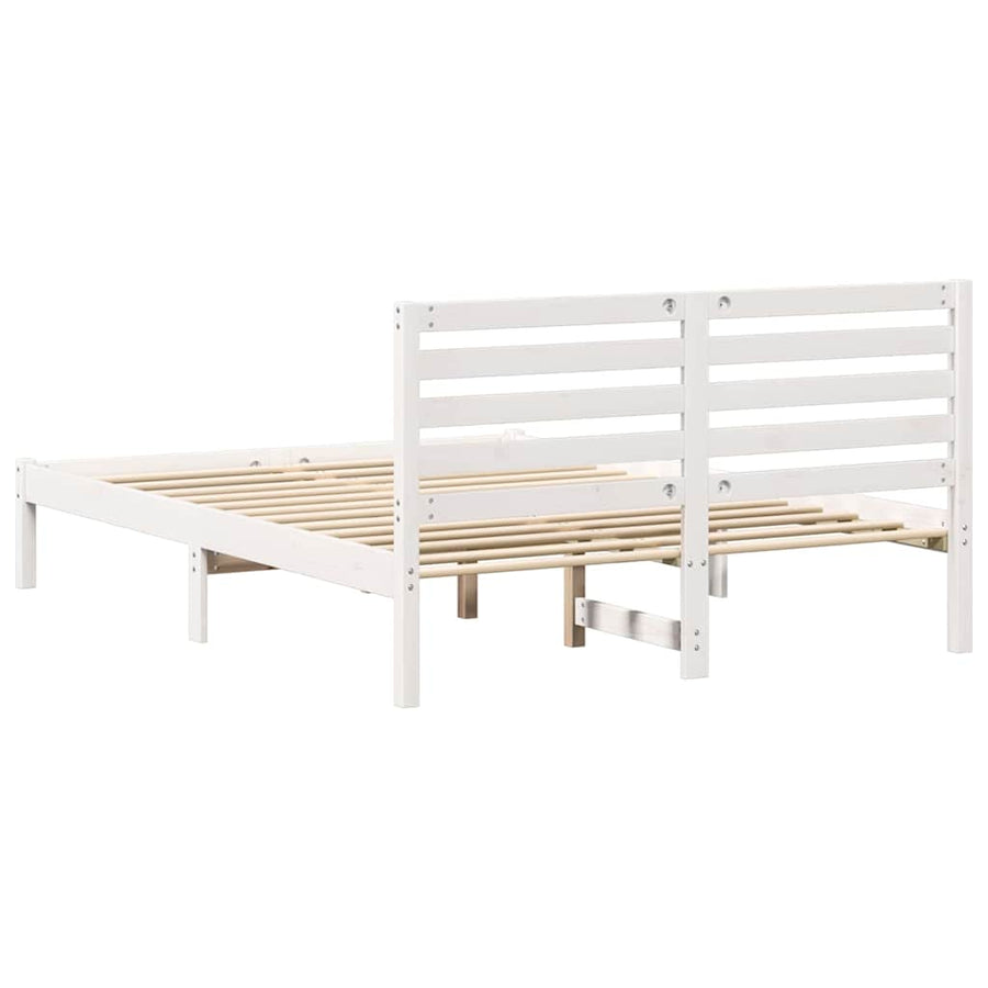 Bedframe met hoofdeinde Wit 135 x 190 cm Massief grenenhout