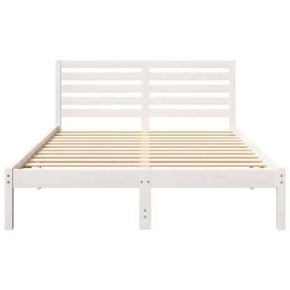 Bedframe met hoofdeinde Wit 135 x 190 cm Massief grenenhout