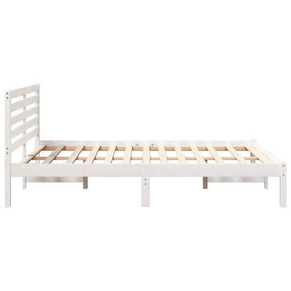 Bedframe met hoofdeinde Wit 135 x 190 cm Massief grenenhout