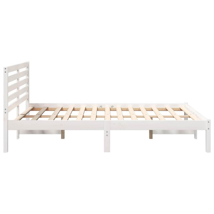 Bedframe met hoofdeinde Wit 135 x 190 cm Massief grenenhout
