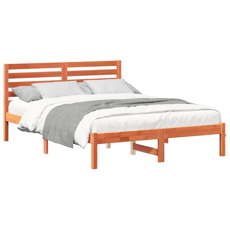 Bedframe Wasbruin 135 x 190 cm Massief grenenhout