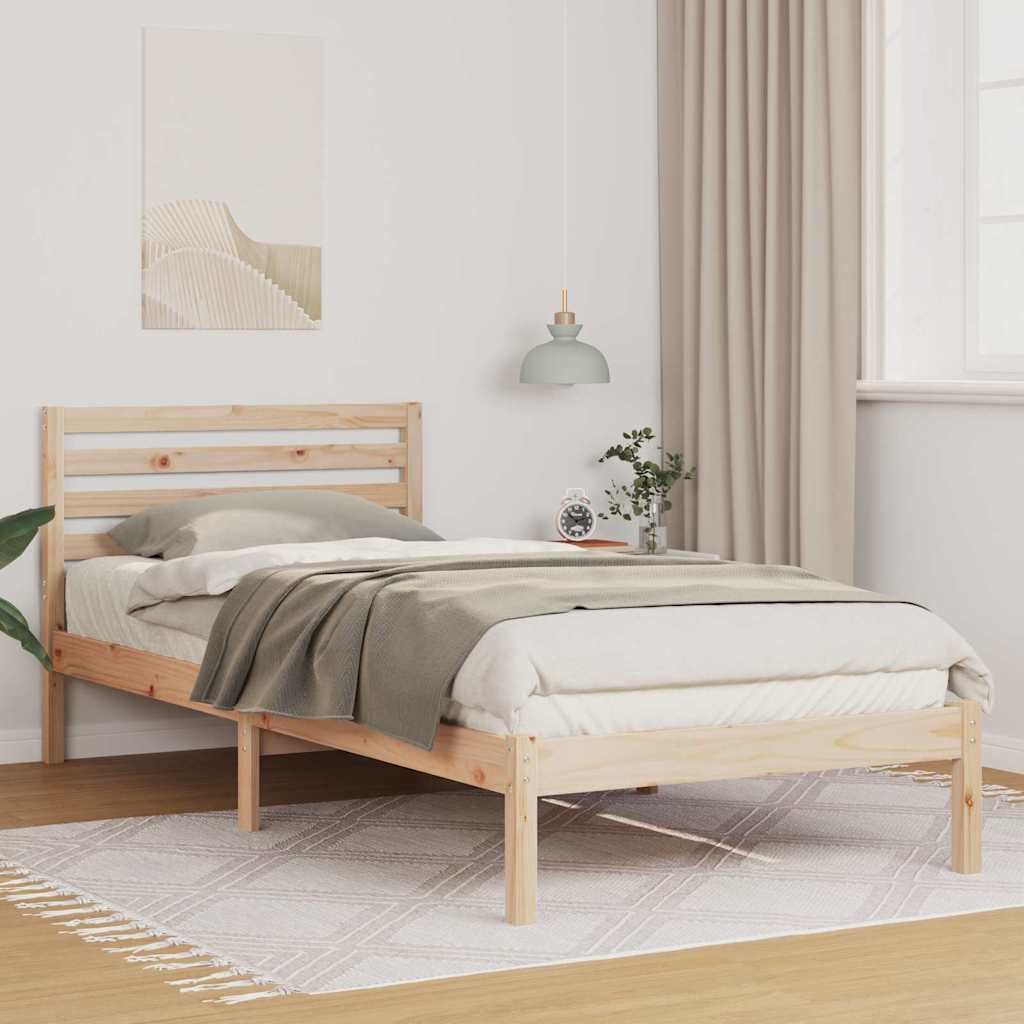 Bedframe met hoofdeinde Bruin 80 x 210 cm Massief grenenhout