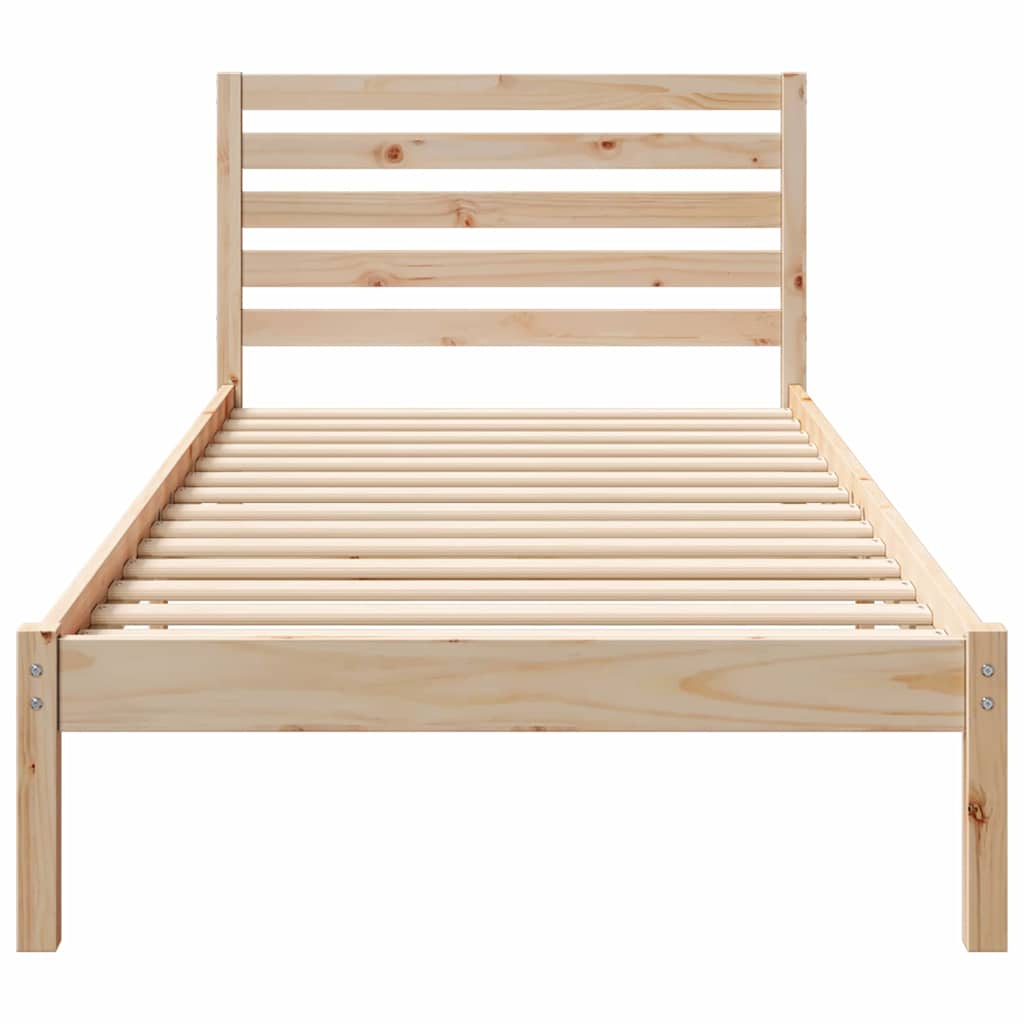 Bedframe met hoofdeinde Bruin 80 x 210 cm Massief grenenhout