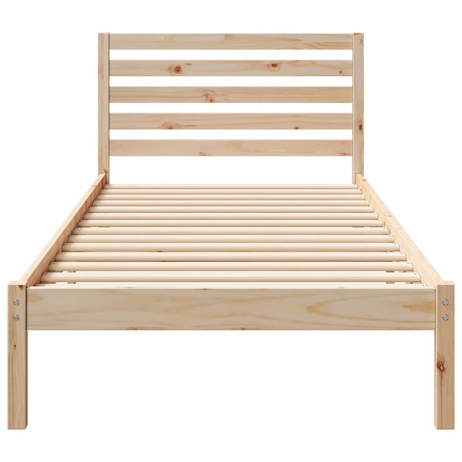 Bedframe met hoofdeinde Bruin 80 x 210 cm Massief grenenhout