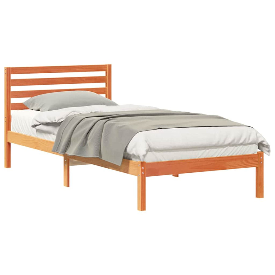 Bedframe met hoofdeinde Wasbruin 80 x 210 cm Massief grenenhout