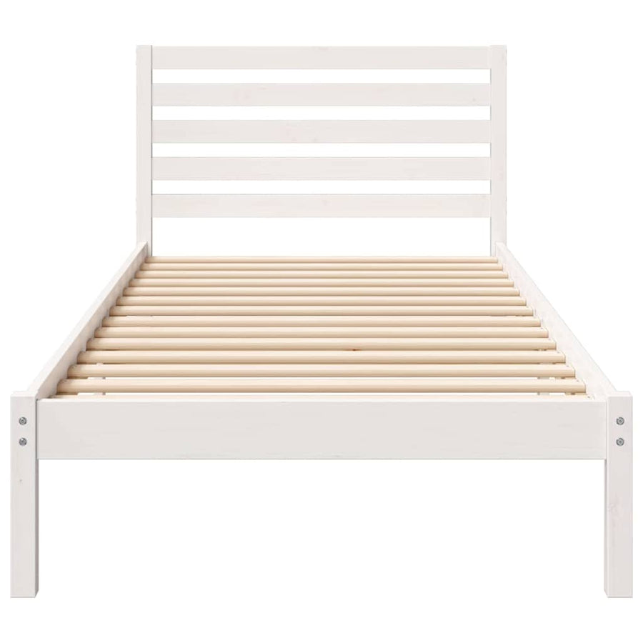 Bedframe met hoofdeinde Wit 90 x 210 cm Massief grenenhout