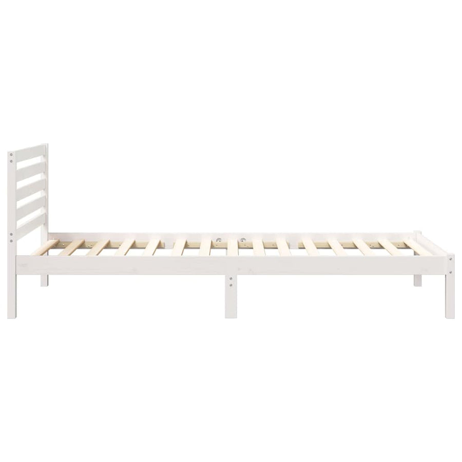 Bedframe met hoofdeinde Wit 90 x 210 cm Massief grenenhout