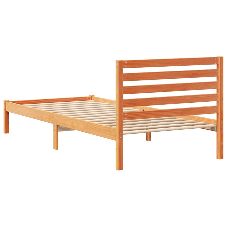 Bedframe met hoofdeinde Wasbruin 90 x 210 cm Massief grenenhout