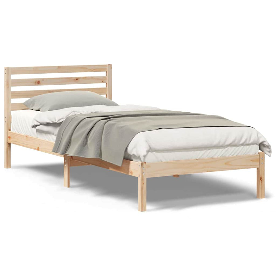 Bedframe met hoofdeinde Bruin 100 x 210 cm Massief grenenhout