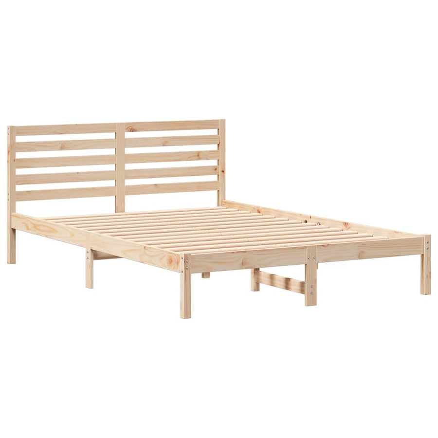 Bedframe met hoofdeinde Bruin 140 x 210 cm Massief grenenhout