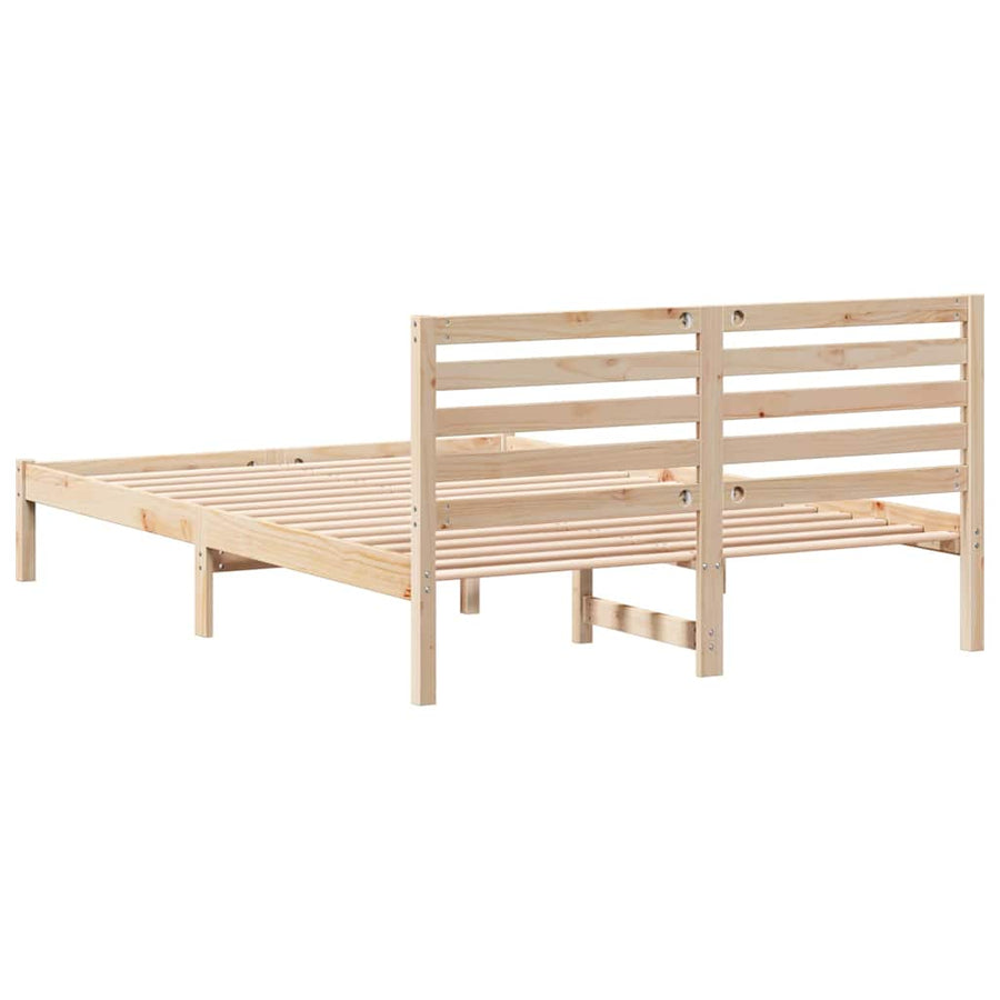 Bedframe met hoofdeinde Bruin 140 x 210 cm Massief grenenhout