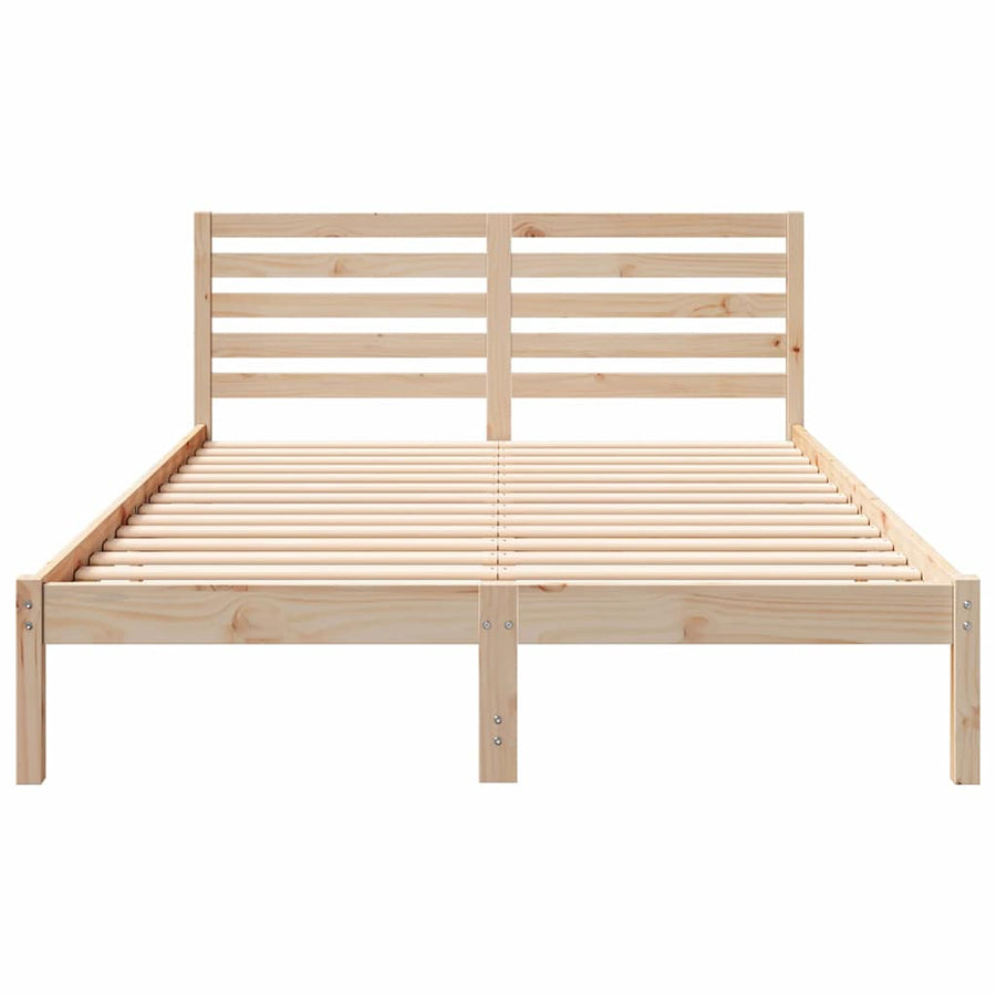 Bedframe met hoofdeinde Bruin 140 x 210 cm Massief grenenhout